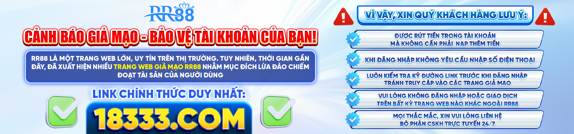 RR88 cảnh báo lừa đảo